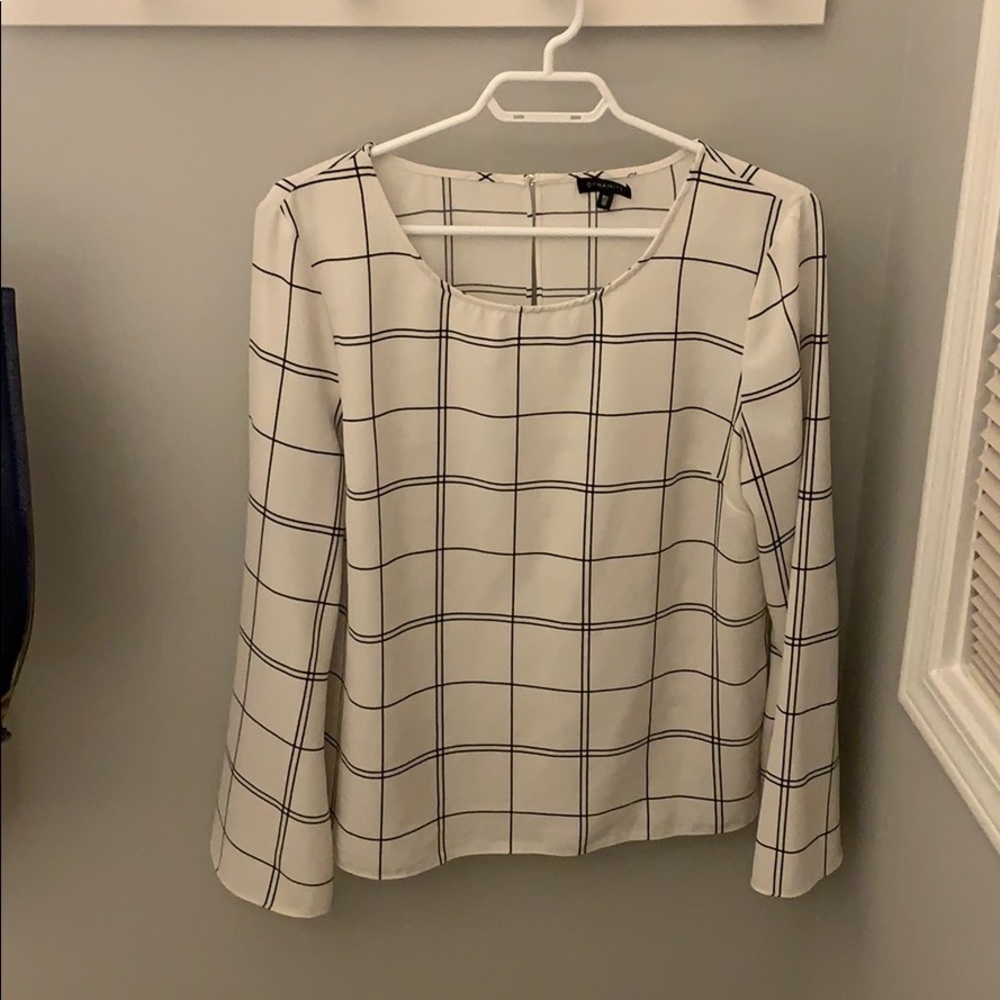 Dynamite white black striped blouse